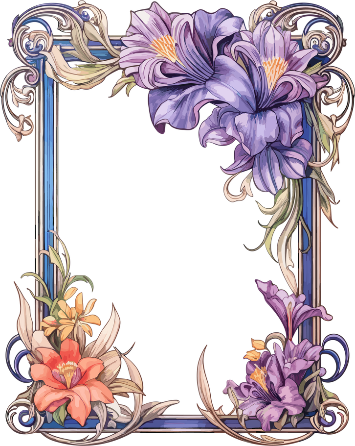 art nouveau frame flower