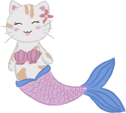 Cat Mermaid Cartoon
