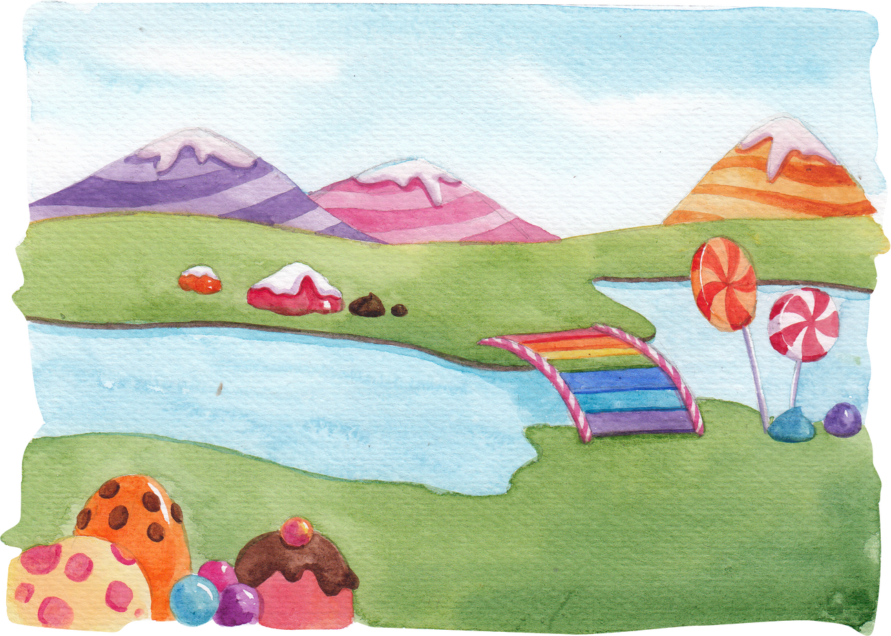 Candy Land in Watercolor Painting