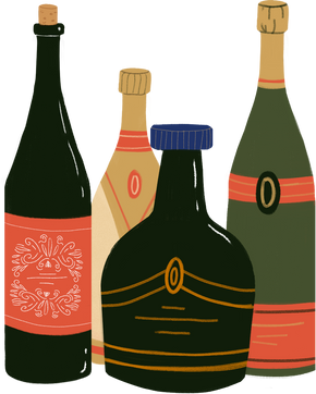 Organic Handdrawn Textured Wine Bottles