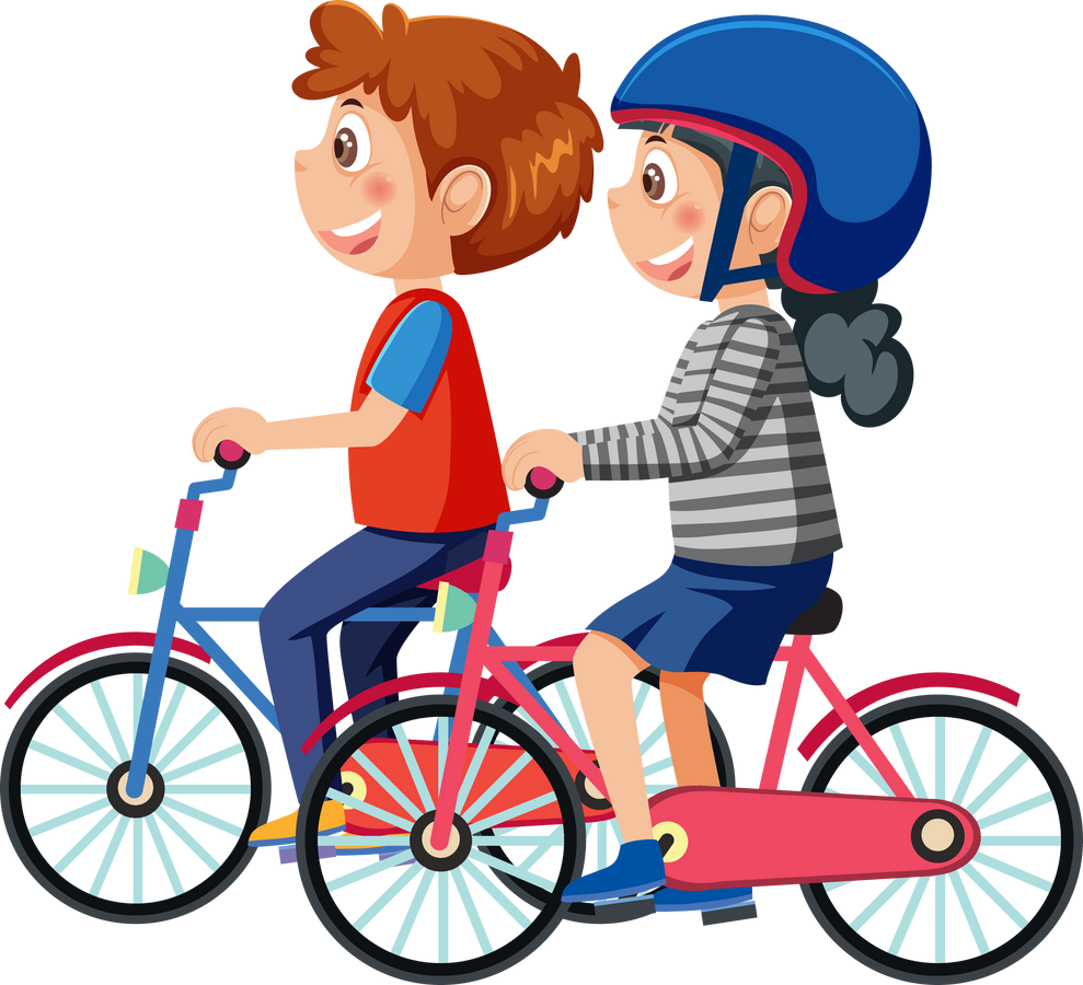 Couple Kids Riding Bicycles